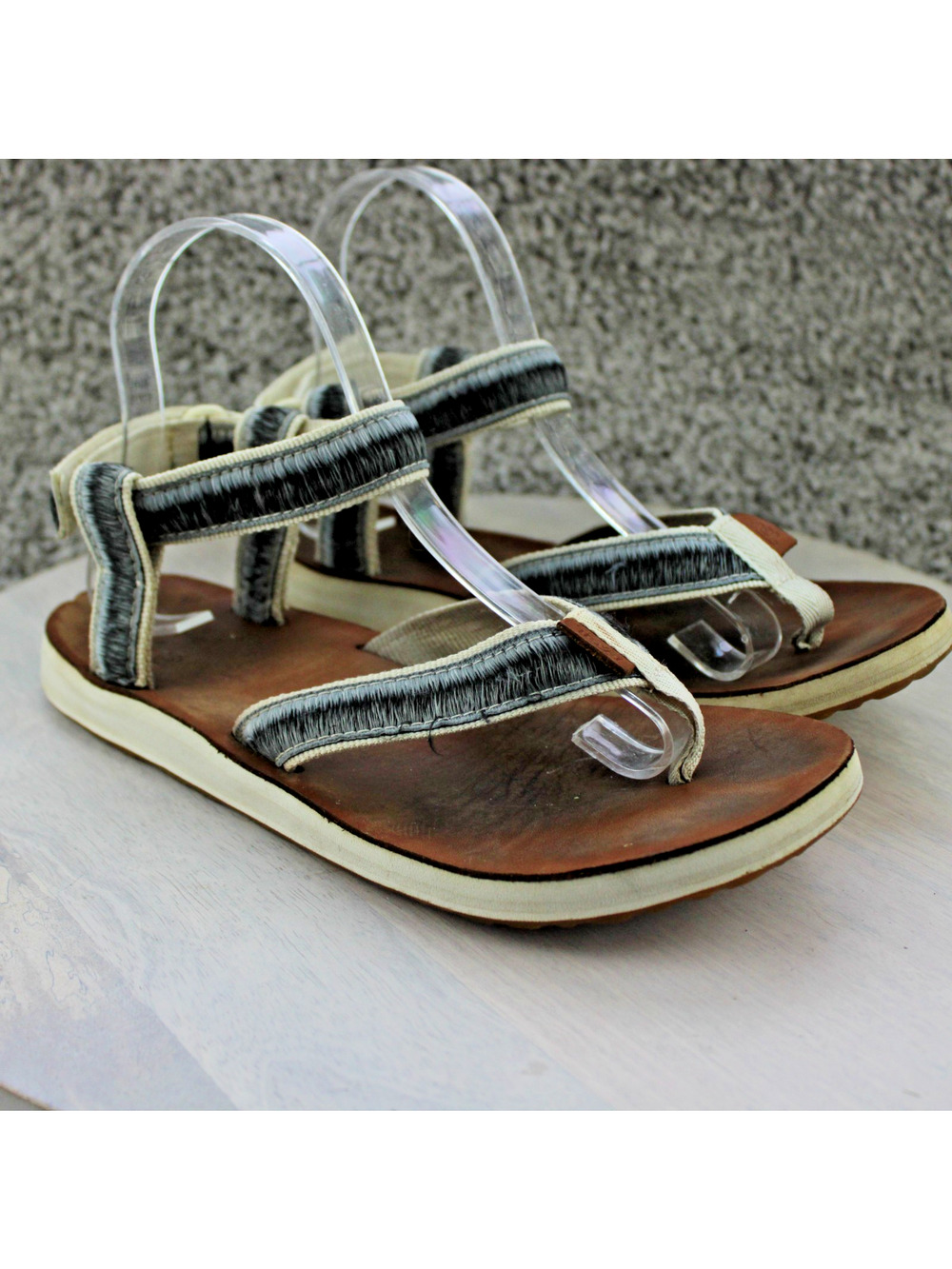 Teva Original Ombre Sandals Womens 8 Gray White 1010329